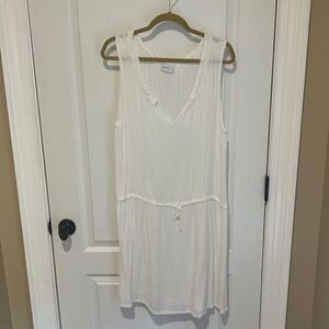 Allen Allen USA White Crepe Coverup Dress with drop waist